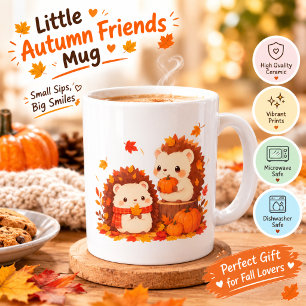 Taza De Café Erizo de Otoño Adorable – Animales Kawaii del Bosq