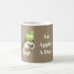 Taza De Café Erizo de una manzana verde al día