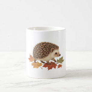 Taza De Café Erizo Entre Hojas de Arce Caídas