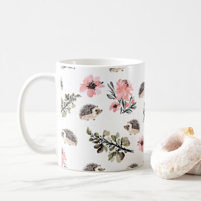 Taza De Café Erizo floral (Con donut)