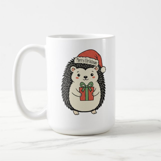 Taza De Café Erizo Lindo Feliz Navidad (Izquierda)