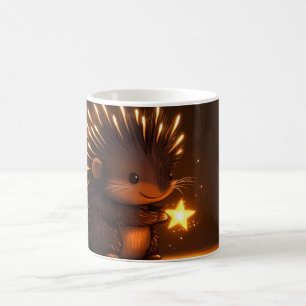 Taza De Café erizo lindo sosteniendo una estrella brillante