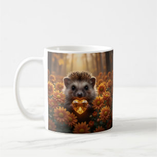 Taza De Café Erizo noviembre lindo con corazón de topacio