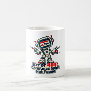 Taza De Café Error 404 Robot Humor Espíritu Navideño
