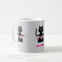 Taza De Café ¡ES AMOR! Gracioso gato negro
