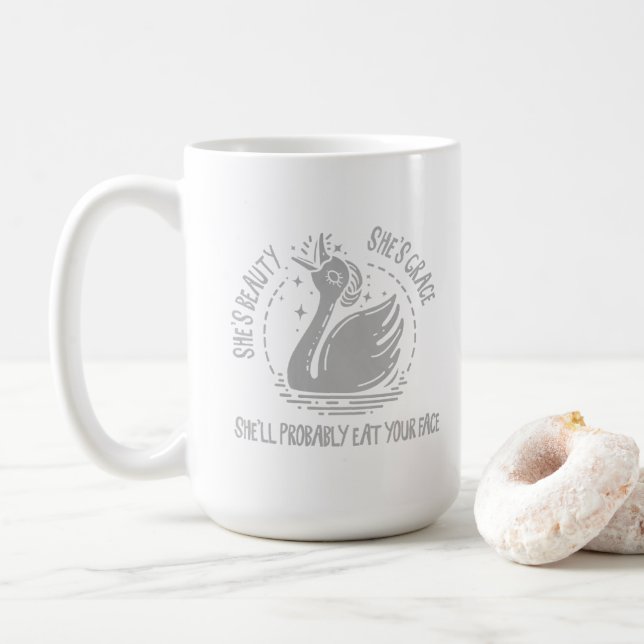 Taza De Café Es belleza, es un divertido cisne sarcástico (Con donut)