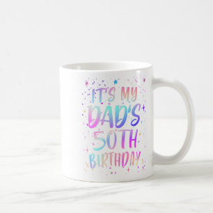Taza De Café Es el 50 cumpleaños de mi papá Colorido Feliz 50 a