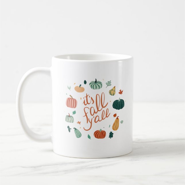 Taza De Café Es el otoño. Caer Con Calabazas Y Hojas (Izquierda)