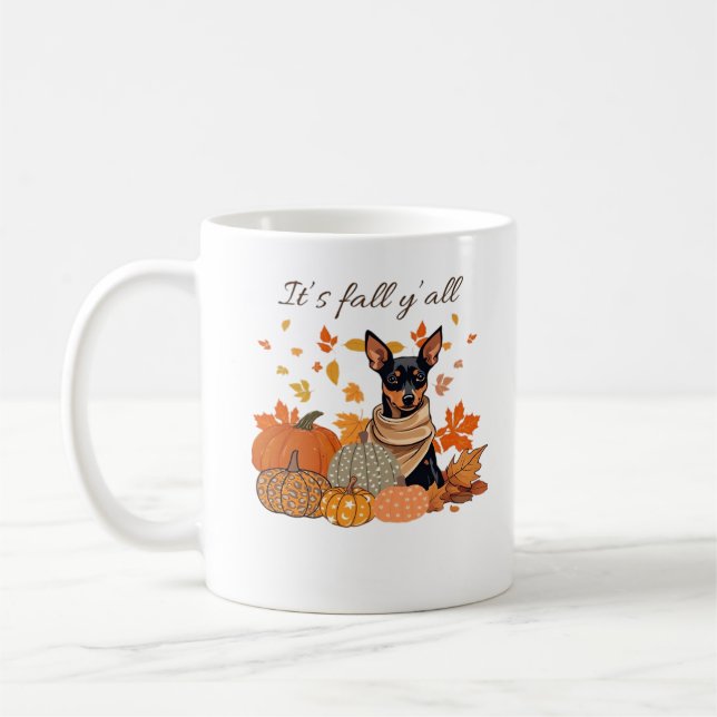 Taza De Café Es el otoño - Miniatura Pinscher con calabazas (Izquierda)