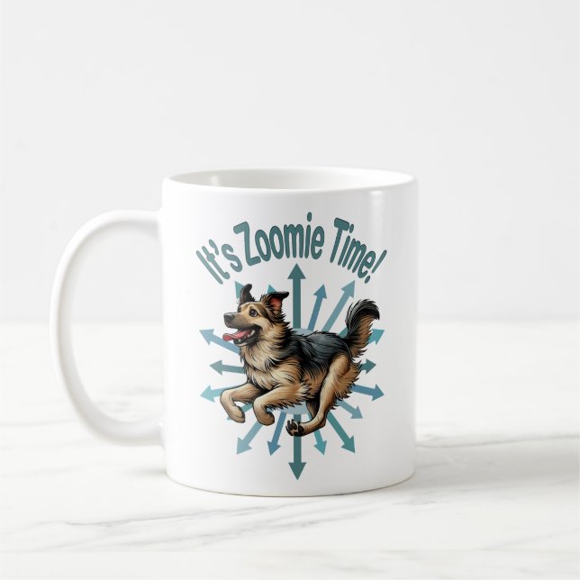 Taza De Café Es el zoomie time Large Mutt (Izquierda)