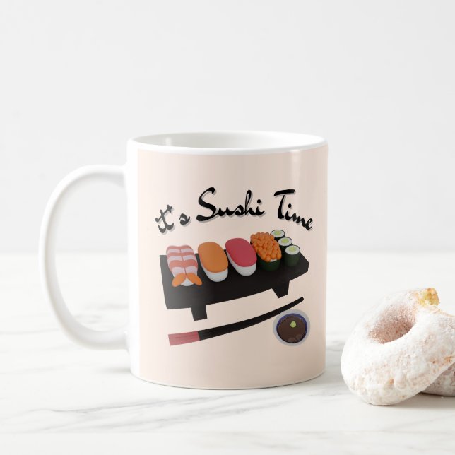 Taza De Café Es hora de sushi, sushi (Con donut)