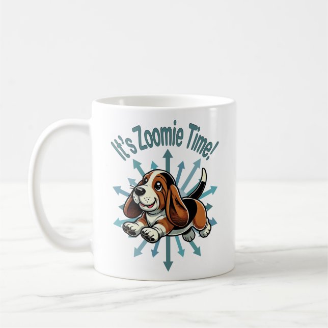 Taza De Café Es hora de Zoomie Basset Hound (Izquierda)
