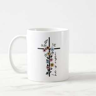 Taza De Café Es la Cruz Floral de Risen Feliz Pascua