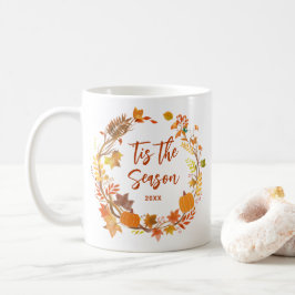 Taza De Café Es La Temporada Corona Rústica de Otoño Café