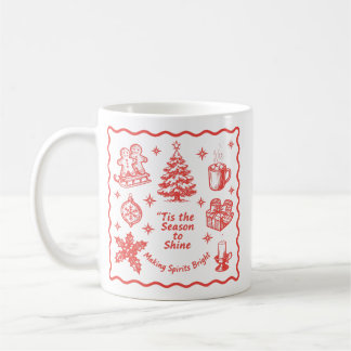Taza De Café Es La Temporada Para Brillar Vintage Rojo Navidad
