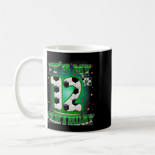 Taza De Café Es Mi Cumpleaños 12 Niño Fútbol 12 Años Cumpleaños