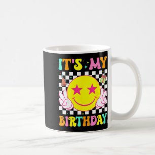 Taza De Café Es Mi Cumpleaños Cara Sonriente Feliz Paz Chicas N