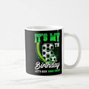 Taza De Café Es mi cumpleaños de fútbol número 6 niño divertido