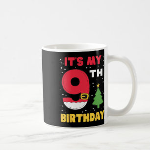 Taza De Café Es mi cumpleaños número 9 de Navidad 9 años Santa 