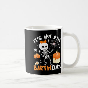 Taza De Café Es mi cumpleaños número 9 divertido Halloween esqu