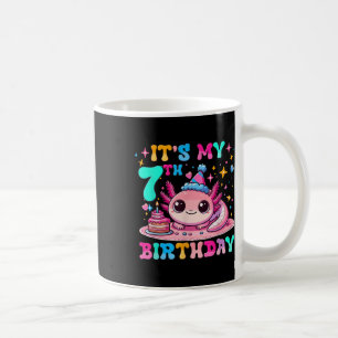 Taza De Café Es mi sétimo cumpleaños Axolotl Fiesta de 7 años A