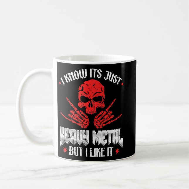 Taza De Café Es Música Metalizado Pesada Pero Me Gusta El Metal (Izquierda)