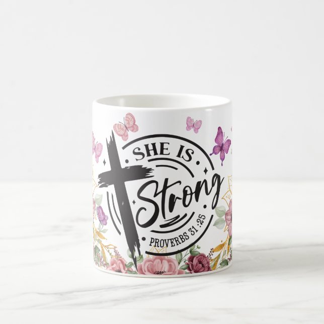 Taza De Café Es Proverbios Fuertes 31:25 (Centro)