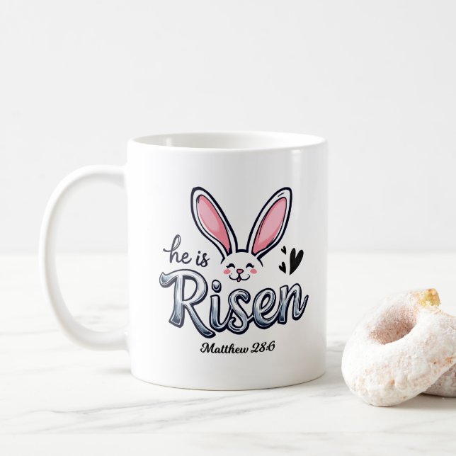 Taza De Café Es Risen Bunny Feliz Pascua (Con donut)