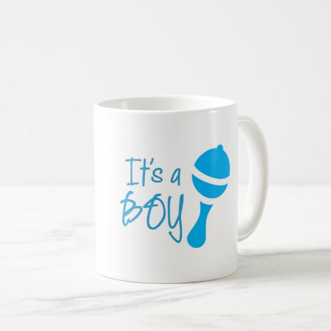 Taza De Café Es un chico el género revela Baby Shower Blue (Anverso derecho)