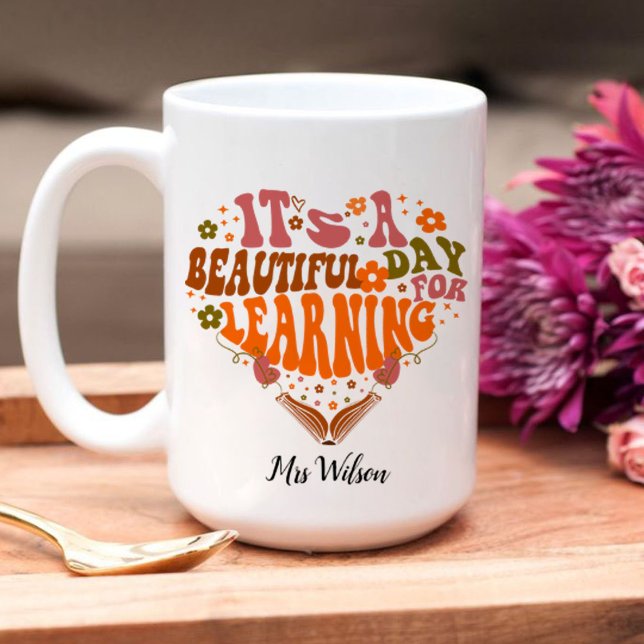 Taza De Café es un día hermoso para aprender regalos de profeso (it's a beautiful day for learning teacher, book lovers, teacher life mug)