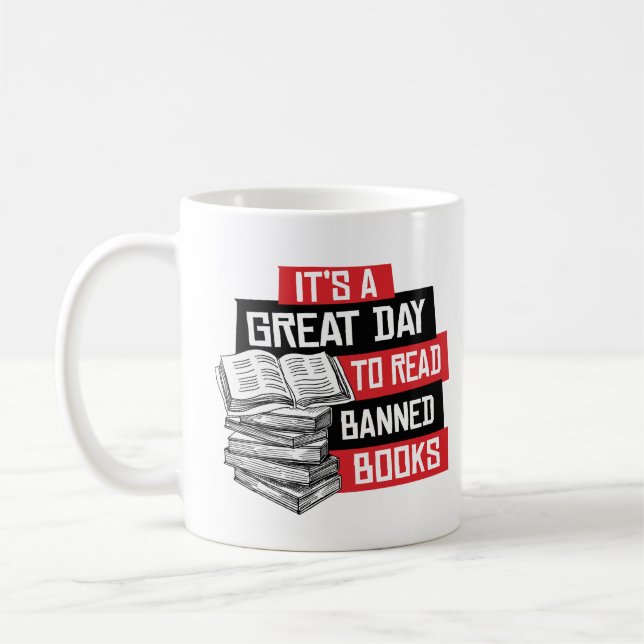 Taza De Café Es un gran día leer libros prohibidos (Izquierda)