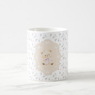Taza De Café ¡Es una niña! Osito con lazo de cinta rosa