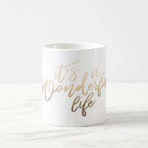 Taza De Café es una vida Maravillosa Navidad con lámina de oro