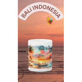 Taza De Café Esbozo acuarela Bali Indonesia Tropical |