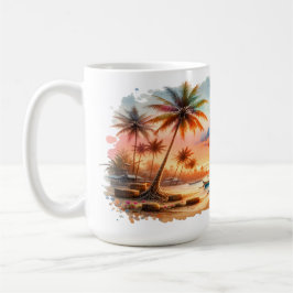 Taza De Café Esbozo acuarela Bali Indonesia Tropical |