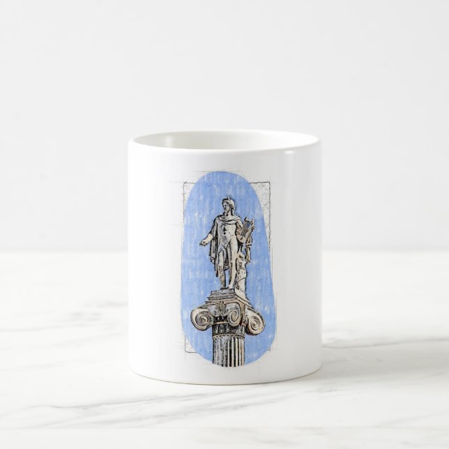 Taza De Café Esbozo acuarela de la estatua de Apollon (Centro)