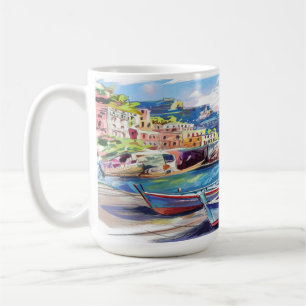 Taza De Café Esbozo acuático de Amalfi Coast Italia  