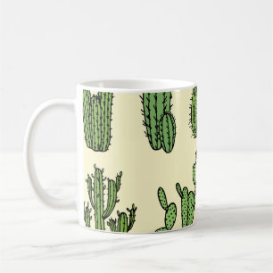 Taza De Café Esbozo Cactus: Elegancia Floral Vintage.