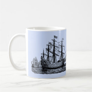 Taza De Café Esbozo de barco de vela gigante