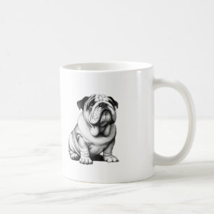 Taza De Café Esbozo de bulldog blanco y negro adorable