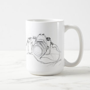 Taza De Café Esbozo de cámara mínimo de época