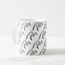Taza De Café Esbozo de canguro en blanco y negro