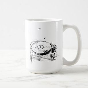 Taza De Café Esbozo de Gramófono Resumen Elegante