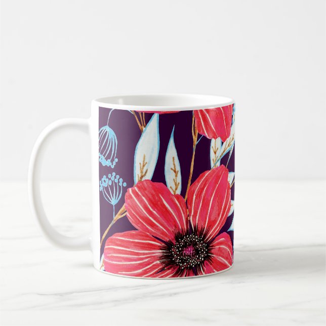 Taza De Café Esbozo de hierbas aromáticas florales, Marker Seam (Izquierda)