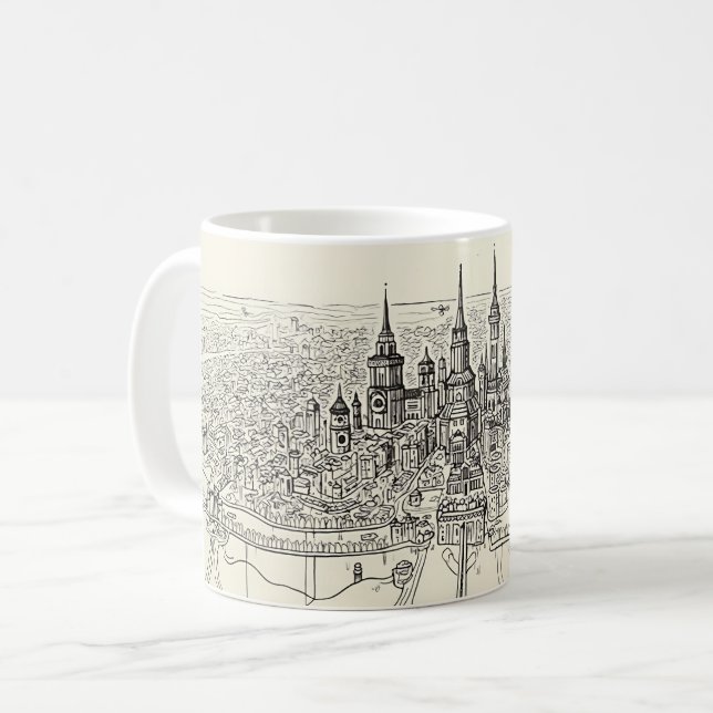 Taza De Café Esbozo de la ciudad (Anverso izquierdo)