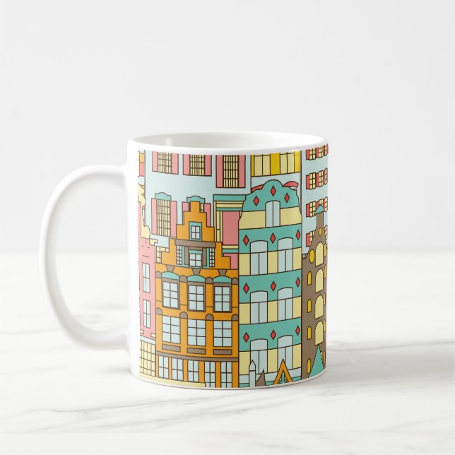 Taza De Café Esbozo de la ciudad Panorama: Casas impecables. (Izquierda)