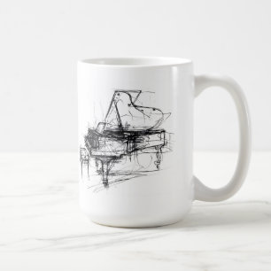 Taza De Café Esbozo de piano elegante abstracto