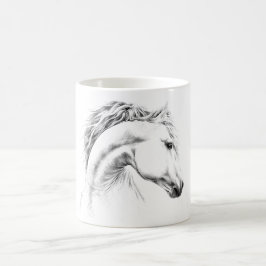 Taza De Café Esbozo de retrato de caballo dibujo arte ecuestre
