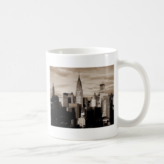 Taza De Café Esbozo de tinta de Sepia New York (Derecha)