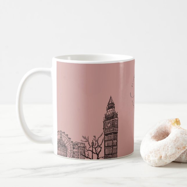 Taza De Café Esbozo de tono floral de Flickermue (Con donut)
